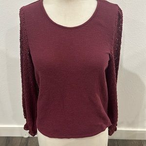 Madewell Texture & Thread Eyelet Mix Ruffle Sleeve Top AD111 Women’s Small S
